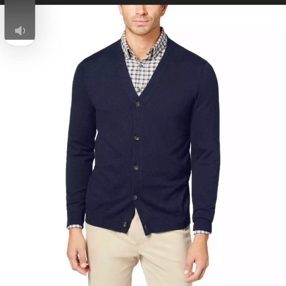 Club Room Mens Ribbed Trim Long Sleeves V-Neck